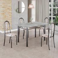 Conjunto De Mesa Tubular 4 Cadeiras 100x60cm Mart Prata Com Tampo Em Granito Topázio Isabel 020 - Tudo De Móveis Arabesco - 3