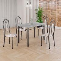 Conjunto De Mesa Tubular 4 Cadeiras 120x75cm Mart Prata Com Tampo Em Granito Topázio Brenda 010 - Tudo De Móveis Botanic Bege - 8