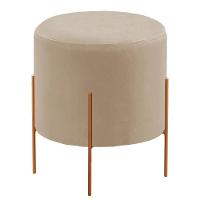 Puff Banqueta Odim Luxo Base Bronze Castellar Móbile Veludo Bege Claro - 1