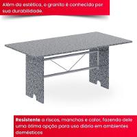 Conjunto De Mesa Tubular 8 Cadeiras 180x75cm Mart Perola Com Tampo Em Granito Ocre Letícia 071 - Tudo De Móveis Preto Floral - 5