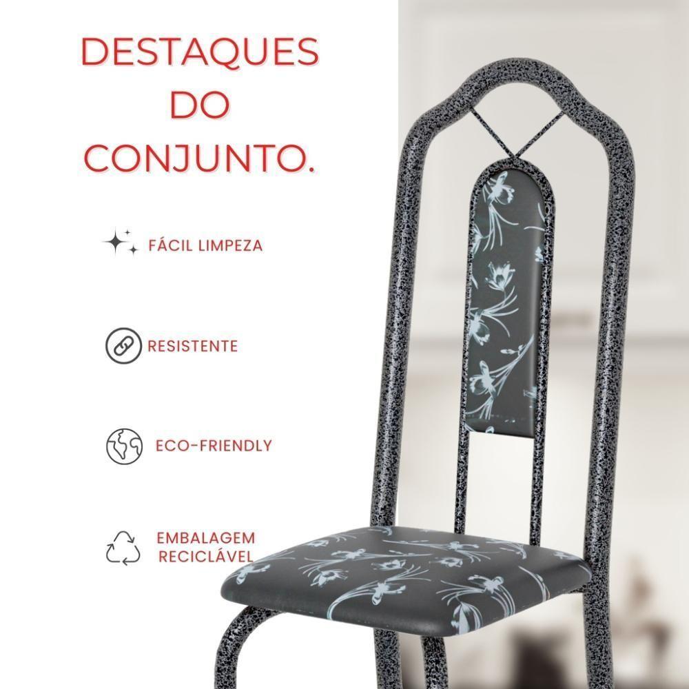 Conjunto De Mesa Tubular 4 Cadeiras 120x75cm Mart Prata Com Tampo Em Granito Topázio Brenda 010 - Tudo De Móveis Arabesco - 6