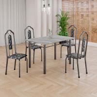Conjunto De Mesa Tubular 4 Cadeiras 120x75cm Mart Prata Com Tampo Em Granito Topázio Brenda 010 - Tudo De Móveis Arabesco - 1