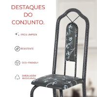 Conjunto De Mesa Tubular 4 Cadeiras 120x75cm Mart Prata Com Tampo Em Granito Topázio Brenda 010 - Tudo De Móveis Arabesco - 6