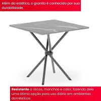 Conjunto De Mesa Tubular 70x70cm Mart Prata Com Tampo Em Granito Topázio Com 4 Cadeiras Analy 048 - Tudo De Móveis Preto Floral