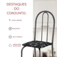 Conjunto De Mesa Tubular 70x70cm Mart Prata Com Tampo Em Granito Topázio Com 4 Cadeiras Analy 048 - Tudo De Móveis Preto Floral - 5