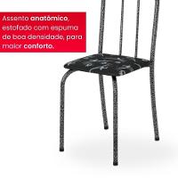 Conjunto De Mesa Tubular 70x70cm Mart Prata Com Tampo Em Granito Topázio Com 4 Cadeiras Analy 048 - Tudo De Móveis Preto Floral - 7