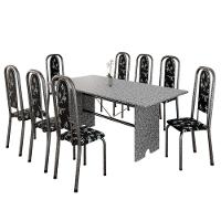 Conjunto De Mesa Tubular 8 Cadeiras 180x75cm Mart Prata Com Tampo Em Granito Ocre Letícia 071 - Tudo De Móveis Botanic Bege - 2