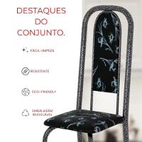 Conjunto De Mesa Tubular 8 Cadeiras 180x75cm Mart Prata Com Tampo Em Granito Ocre Letícia 071 - Tudo De Móveis Botanic Bege - 10