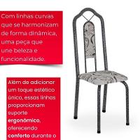 Conjunto De Mesa Tubular 6 Cadeiras 140x75cm Mart Prata Com Tampo Em Granito Topázio Brenda 010 - Tudo De Móveis Arabesco - 2