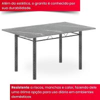 Conjunto De Mesa Tubular 6 Cadeiras 140x75cm Mart Prata Com Tampo Em Granito Topázio Brenda 010 - Tudo De Móveis Arabesco - 10