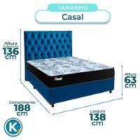 Cama Box + Colchão Casal Molas Ensacadas Life Gold Paropas + Cabeceira Estofada - 3