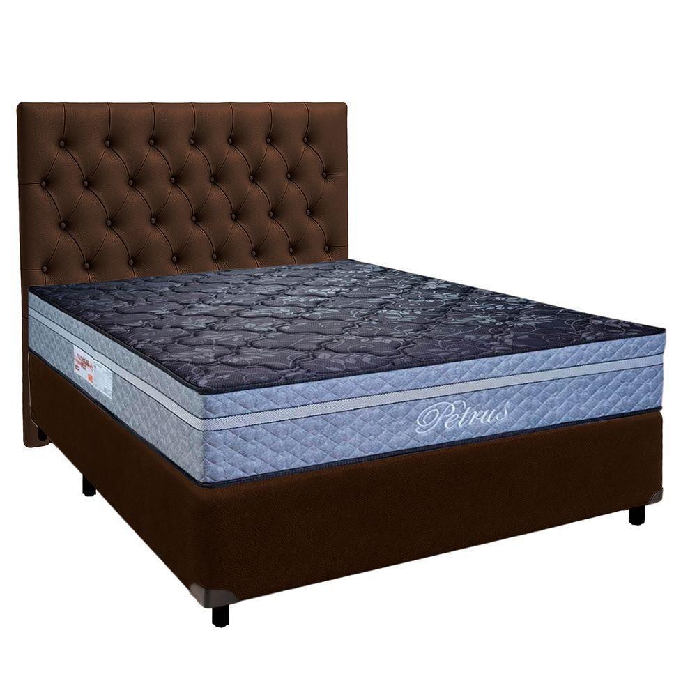 Cama Box + Colchão Casal Molas Ensacadas Petrus Paropas + Cabeceira Estofada - 1