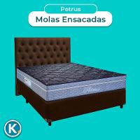 Cama Box + Colchão Casal Molas Ensacadas Petrus Paropas + Cabeceira Estofada