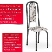 Conjunto De Mesa Tubular 6 Cadeiras 140x75cm Mart Prata Com Tampo Em Granito Ocre Letícia 070 - Tudo De Móveis Botanic Bege - 9