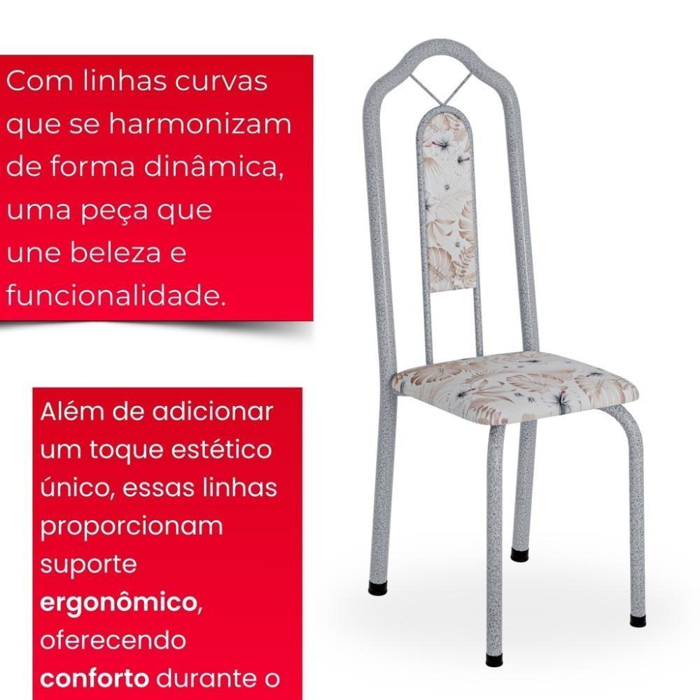 Conjunto De Mesa Tubular 8 Cadeiras 180x75cm Mart Perola Com Tampo Em Granito Ocre Brenda 050 - Tudo De Móveis Botanic Bege - 9