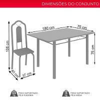 Conjunto De Mesa Tubular 8 Cadeiras 180x75cm Mart Perola Com Tampo Em Granito Ocre Brenda 050 - Tudo De Móveis Botanic Bege - 5