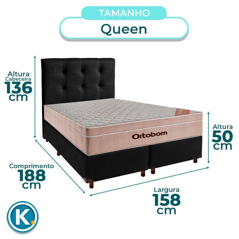 Cama Box + Colchão Queen Ortobom Molas Ensacadas Airtech + Cabeceira Estofada - 3