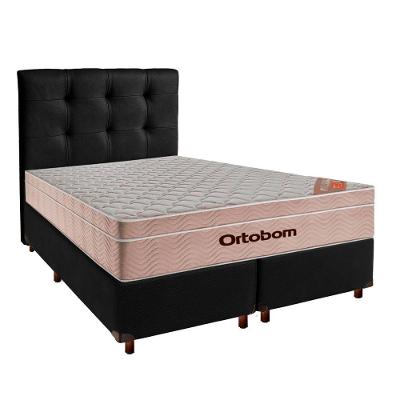 Cama Box + Colchão Queen Ortobom Molas Ensacadas Airtech + Cabeceira Estofada