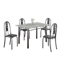 Conjunto De Mesa Tubular 4 Cadeiras 100x60cm Mart Prata Com Tampo Em Granito Topázio Isabel 020 - Tudo De Móveis Preto Floral