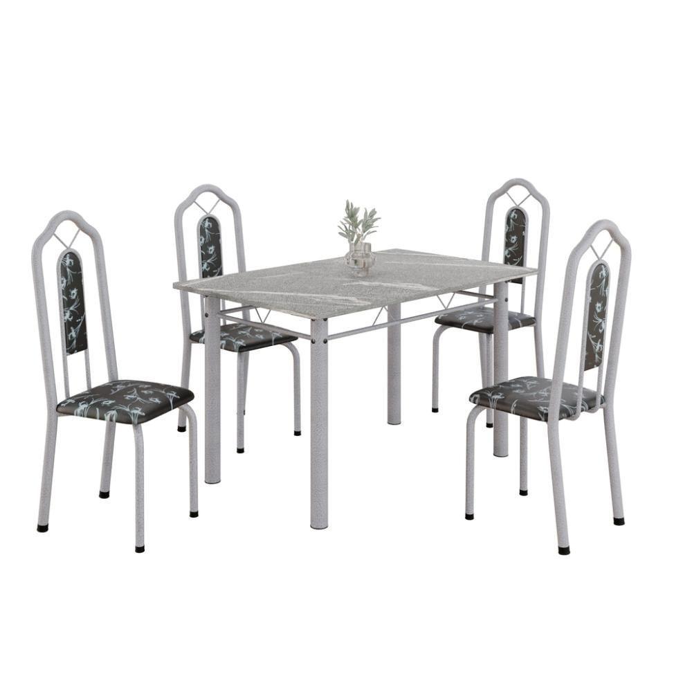 Conjunto De Mesa Tubular 4 Cadeiras 120x75cm Mart Perola Com Tampo Em Granito Topázio Brenda 010 - Tudo De Móveis Arabesco - 10