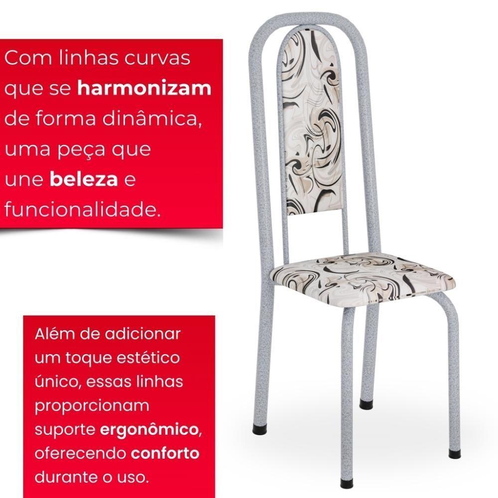 Conjunto De Mesa Tubular 8 Cadeiras 180x75cm Mart Perola Com Tampo Em Granito Ocre Letícia 071 - Tudo De Móveis Botanic Bege - 5