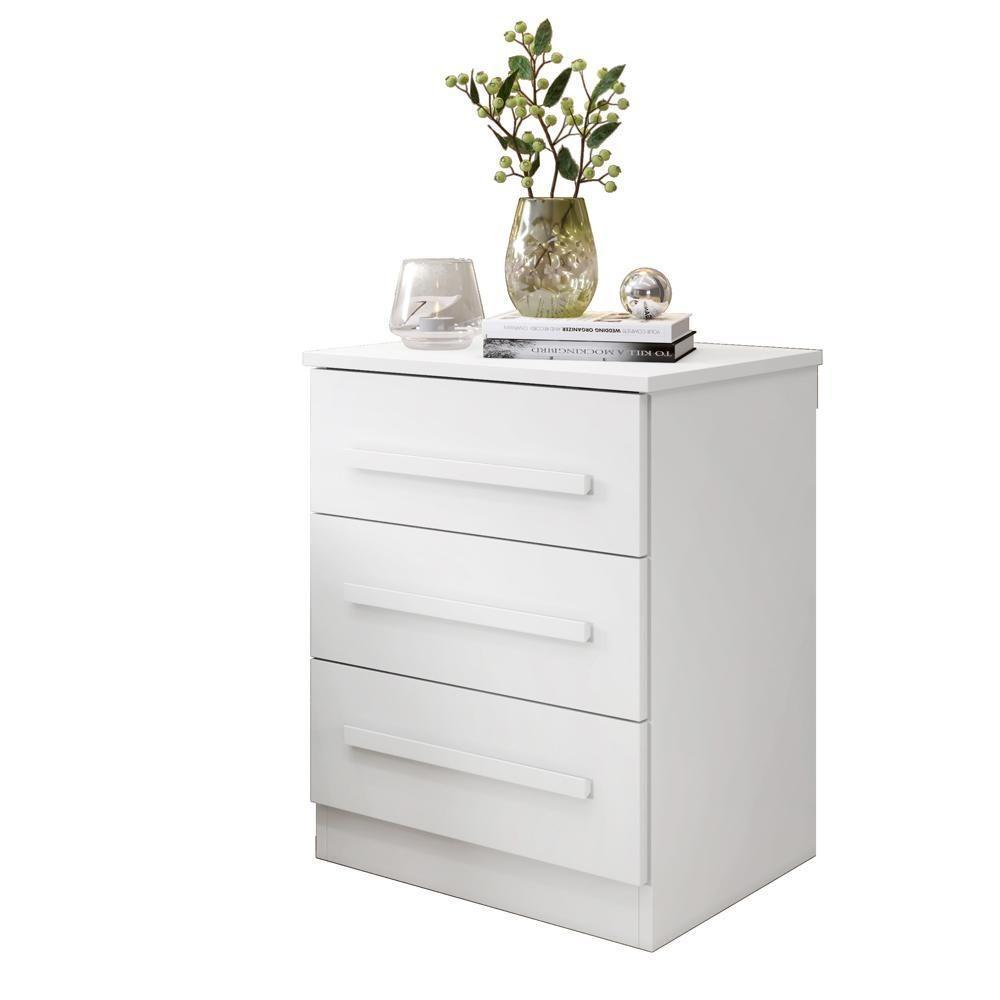 Mesa De Cabeceira Supremo 3 Gavetas Branco - 2