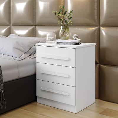 Mesa De Cabeceira Supremo 3 Gavetas Branco