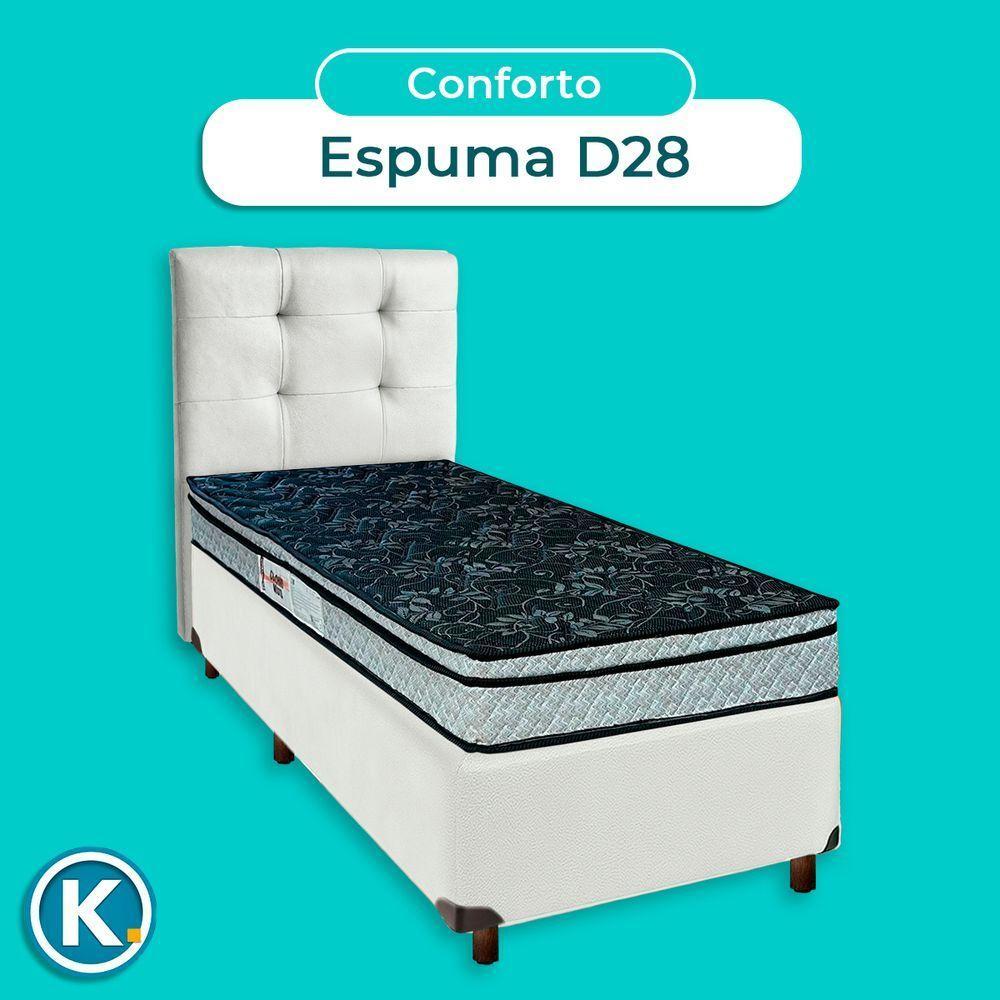 Cama Box + Colchão Solteiro D28 Conforto Paropas + Cabeceira Estofada - 4