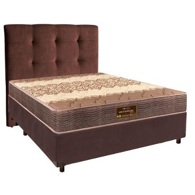 Cama + Box Marrom E Colchão D26 Casal - Ortophedic Sankonfort + Cabeceira
