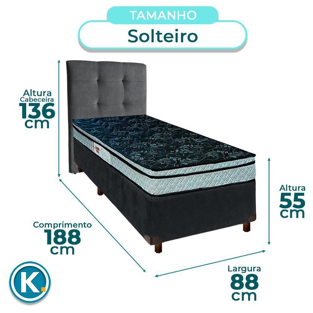 Cama Box + Colchão Solteiro D28 Conforto Paropas + Cabeceira Estofada - 3