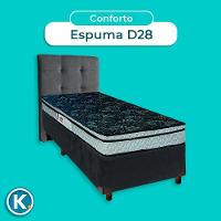 Cama Box + Colchão Solteiro D28 Conforto Paropas + Cabeceira Estofada