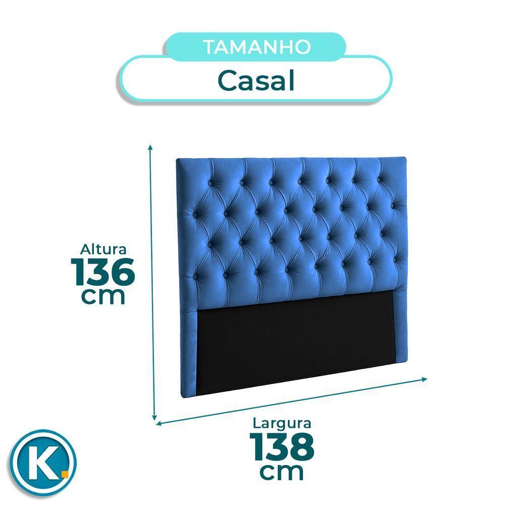 Cabeceira Estofada Casal Luna Nature Veludo Azul 138x136 - 4