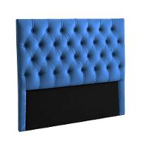 Cabeceira Estofada Casal Luna Nature Veludo Azul 138x136 - 1
