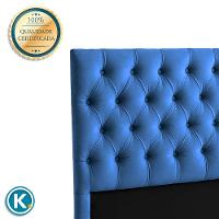 Cabeceira Estofada Casal Luna Nature Veludo Azul 138x136 - 3