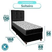 Cama + Box Preto E Colchão Ortobom D33 Solteiro - Iso100 + Cabeceira - 3
