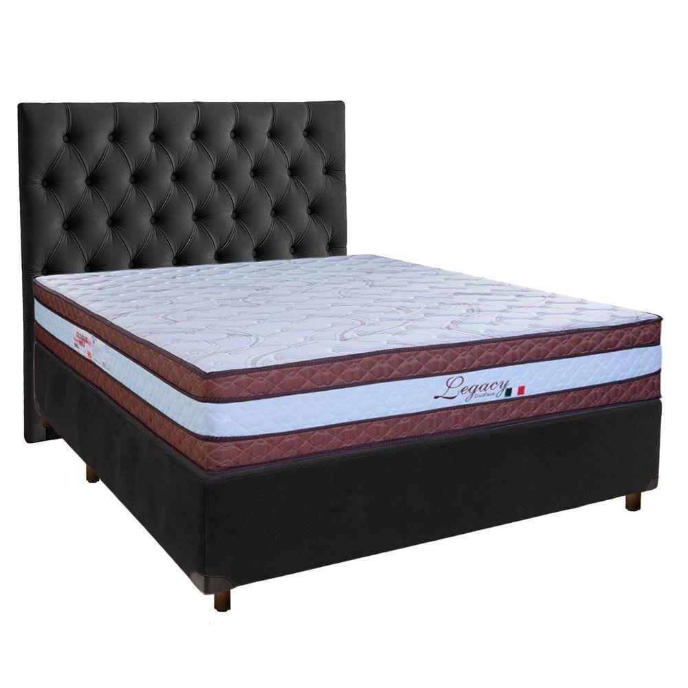 Cama Box + Colchão Casal Molas Ensacadas Legaccy Paropas + Cabeceira Estofada - 1