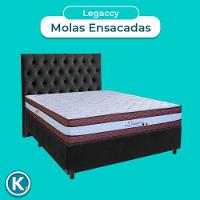 Cama Box + Colchão Casal Molas Ensacadas Legaccy Paropas + Cabeceira Estofada