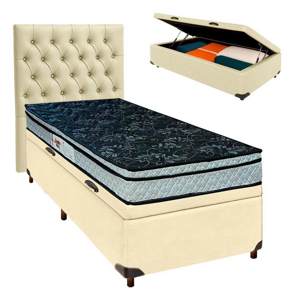 Cama + Bau Blindado E Colchão D28 Solteiro - Conforto Paropas + Cabeceira - 1