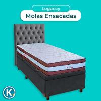 Cama + Bau Blindado E Colchão Molas Ensacadas Solteiro - Legaccy Paropas + Cabeceira