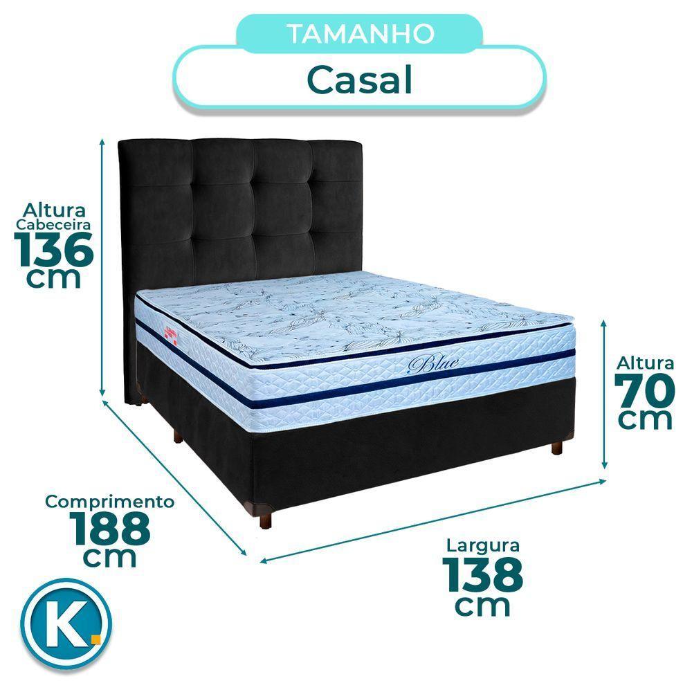Cama + Box Preto E Colchão Molas Ensacadas Casal - Blue Paropas + Cabeceira - 2
