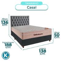 Cama + Box Cinza E Colchão Ortobom Molas Ensacadas Casal - Airtech + Cabeceira - 3