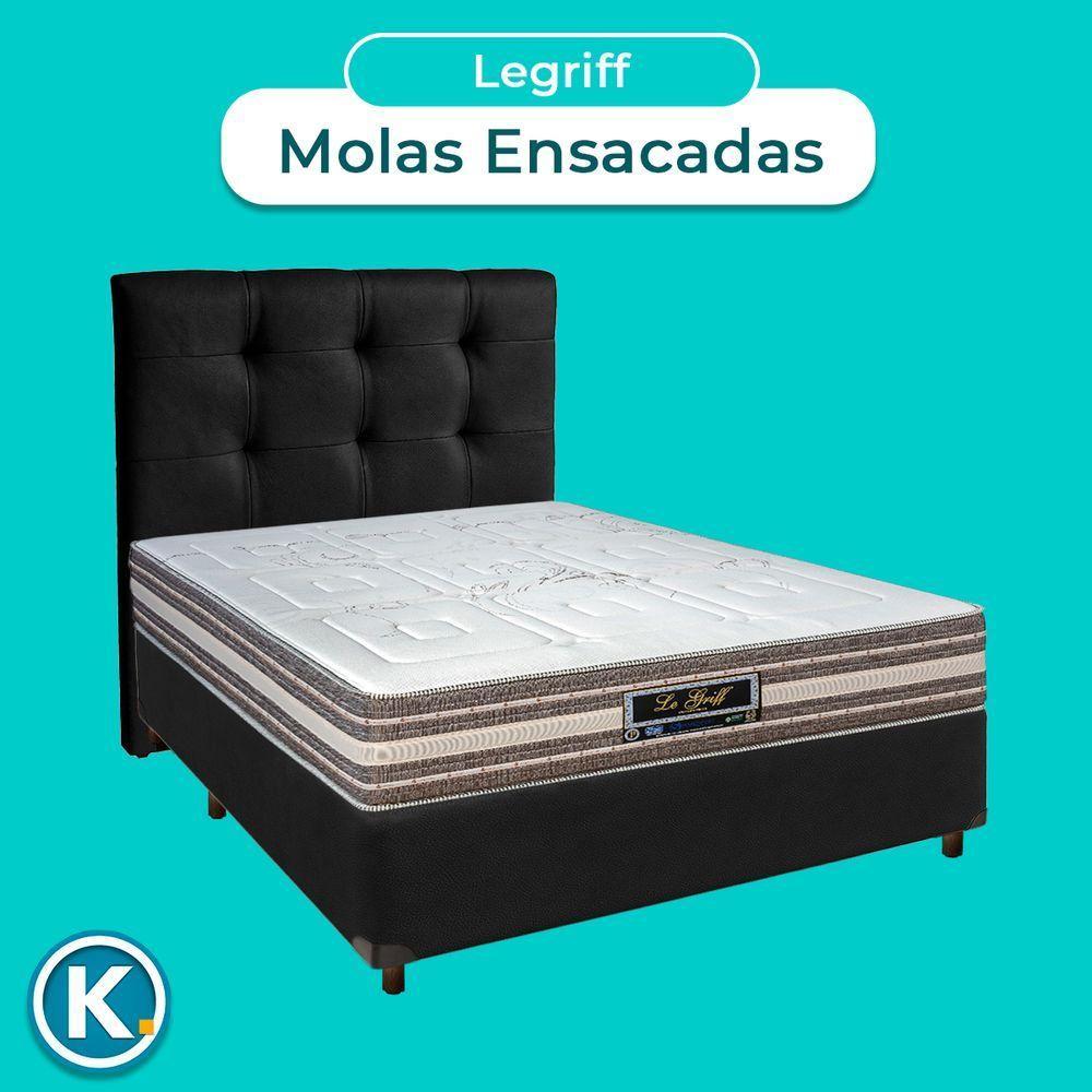 Conjunto Cama Box Preto Casal + Colchão Molas Ensacadas Legriff Sankonfort + Cabeceira - 5