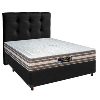 Conjunto Cama Box Preto Casal + Colchão Molas Ensacadas Legriff Sankonfort + Cabeceira