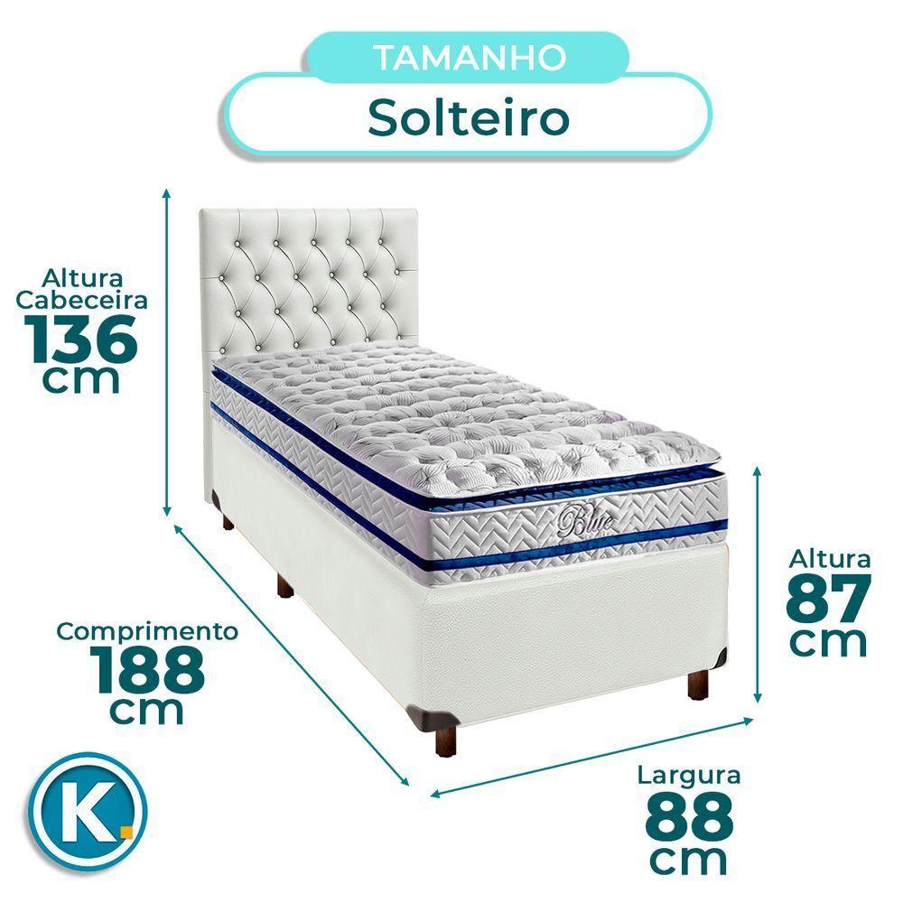 Cama + Box Branco E Colchão Molas Ensacadas Solteiro - Blue Paropas + Cabeceira - 4