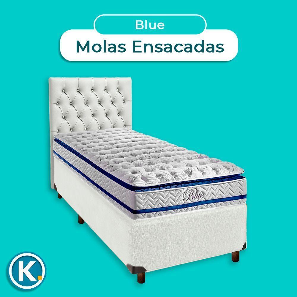 Cama + Box Branco E Colchão Molas Ensacadas Solteiro - Blue Paropas + Cabeceira - 5