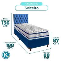Cama Box + Colchão Solteiro Molas Ensacadas Blue Paropas + Cabeceira Estofada - 3