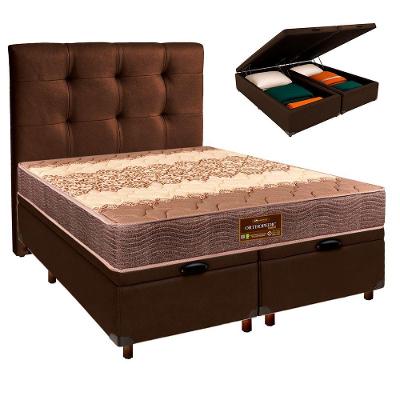 Cama + Bau Blindado E Colchão D26 Queen - Ortophedic Sankonfort + Cabeceira