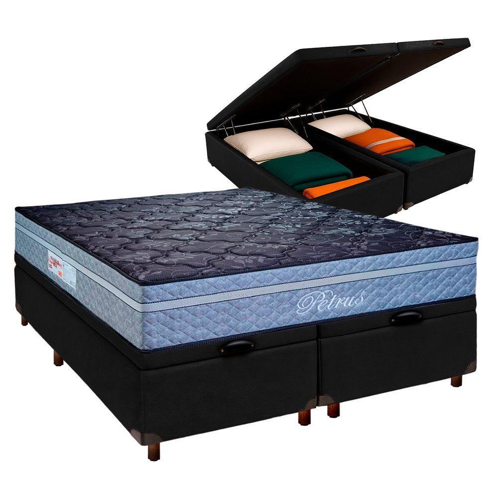 Conjunto Cama Box Bau Blindado Casal + Colchão Molas Ensacadas Petrus Paropas - 2