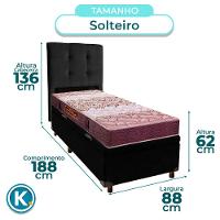 Cama + Bau Preto E Colchão D26 Solteiro - Ortophedic Sankonfort + Cabeceira - 3