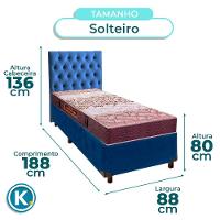 Conjunto Cama Box Azul Solteiro + Colchão D26 Ortophedic Sankonfort + Cabeceira - 3